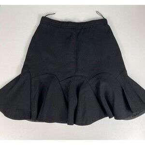 CARVEN Mini Skirt Black Crepe High waisted Sz 38  lined Wool and viscose